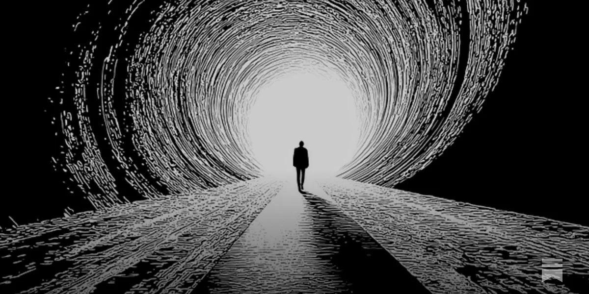 تصویرسازی فردی در انتهای تونلی از خطوط چرخان